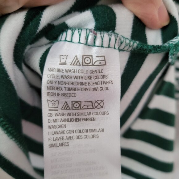 D & Co. QVC Hoodie Striped Green Med French Terry Nautical Coastal Preppy chic - Picture 7 of 10